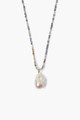 Long Beaded Necklace with Baroque Pearl Pendant